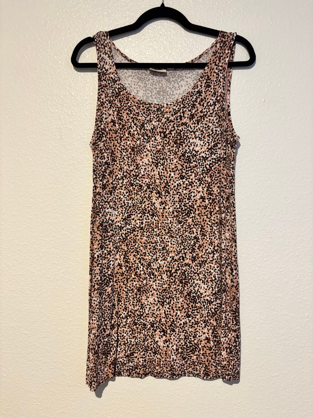 LOGO Lori Goldstein Size XS Tan Dotted Stretchy Sleeveless Longline Tunic Top
